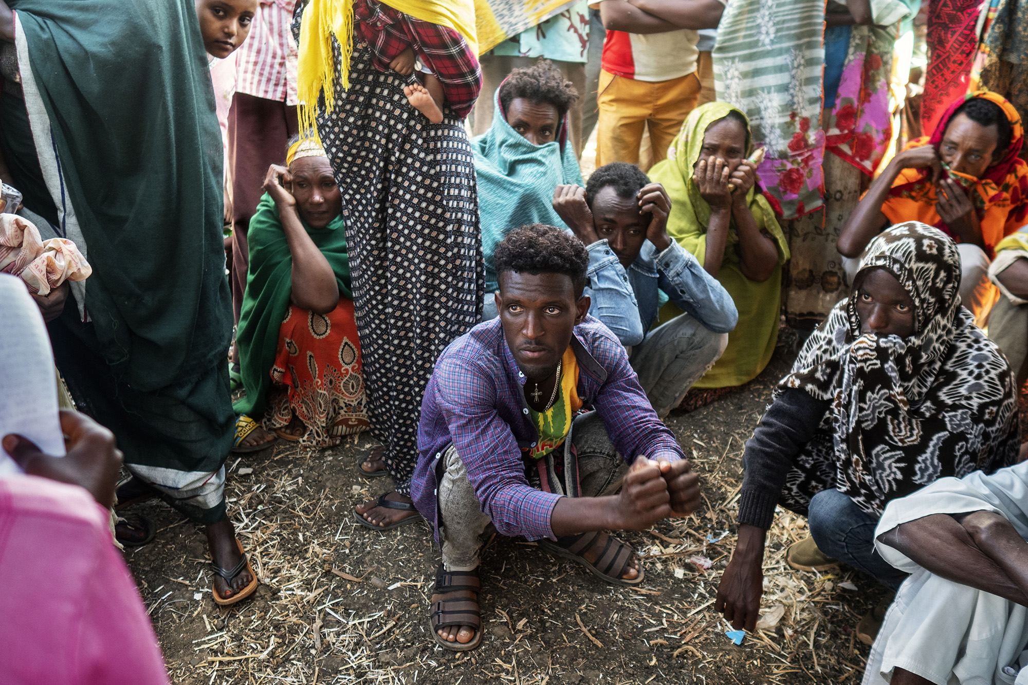 Refugees from the Tigray region of Ethiopia wait at Al-Shabat transit camp. Sudan 2020 