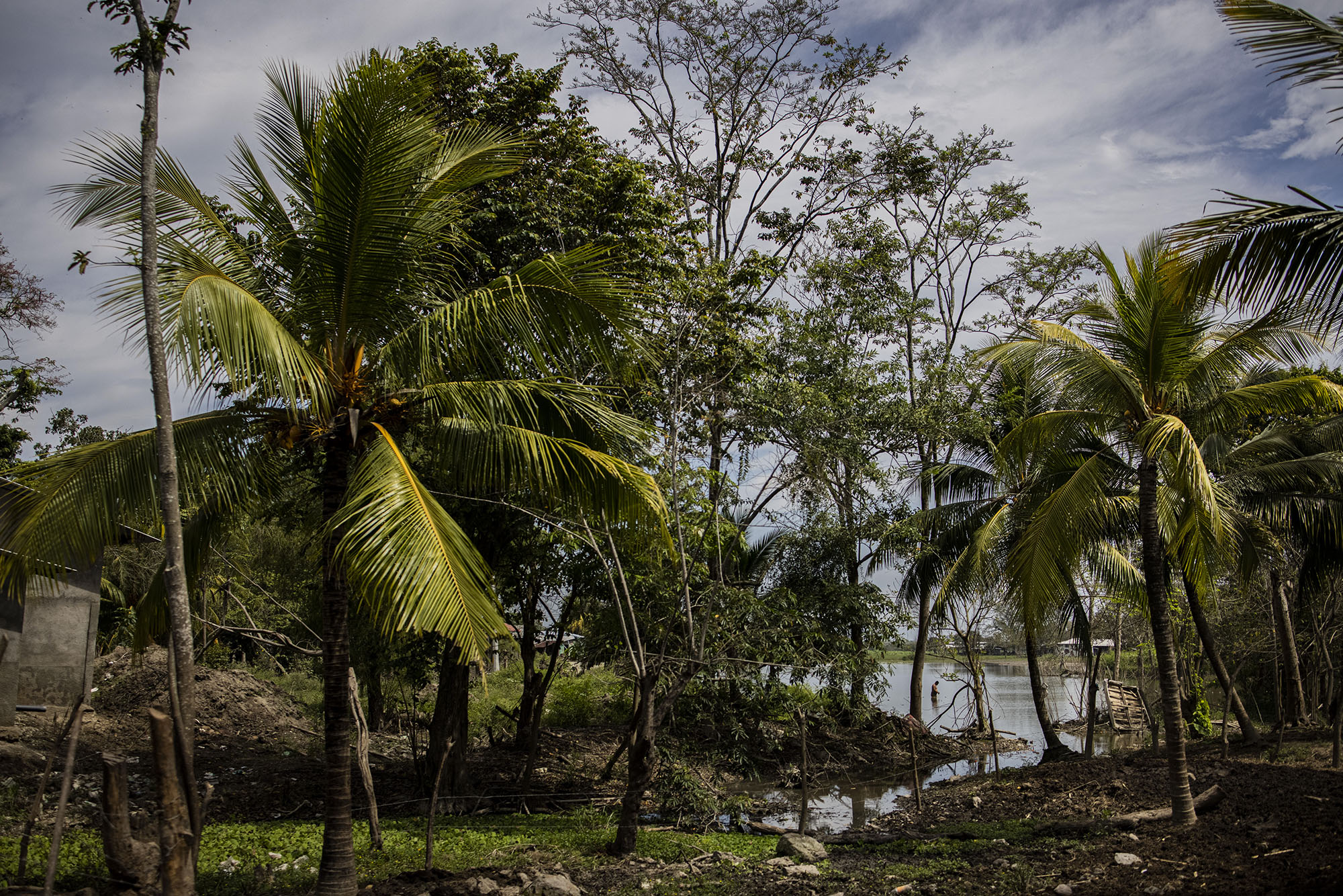 Choloma, Region Cortés, Honduras. 8. April 2021. Noch immer sind im Dorf Banderas die Folgen der Hurrikans mit Überschwemmungen von 2020 zu sehen. 